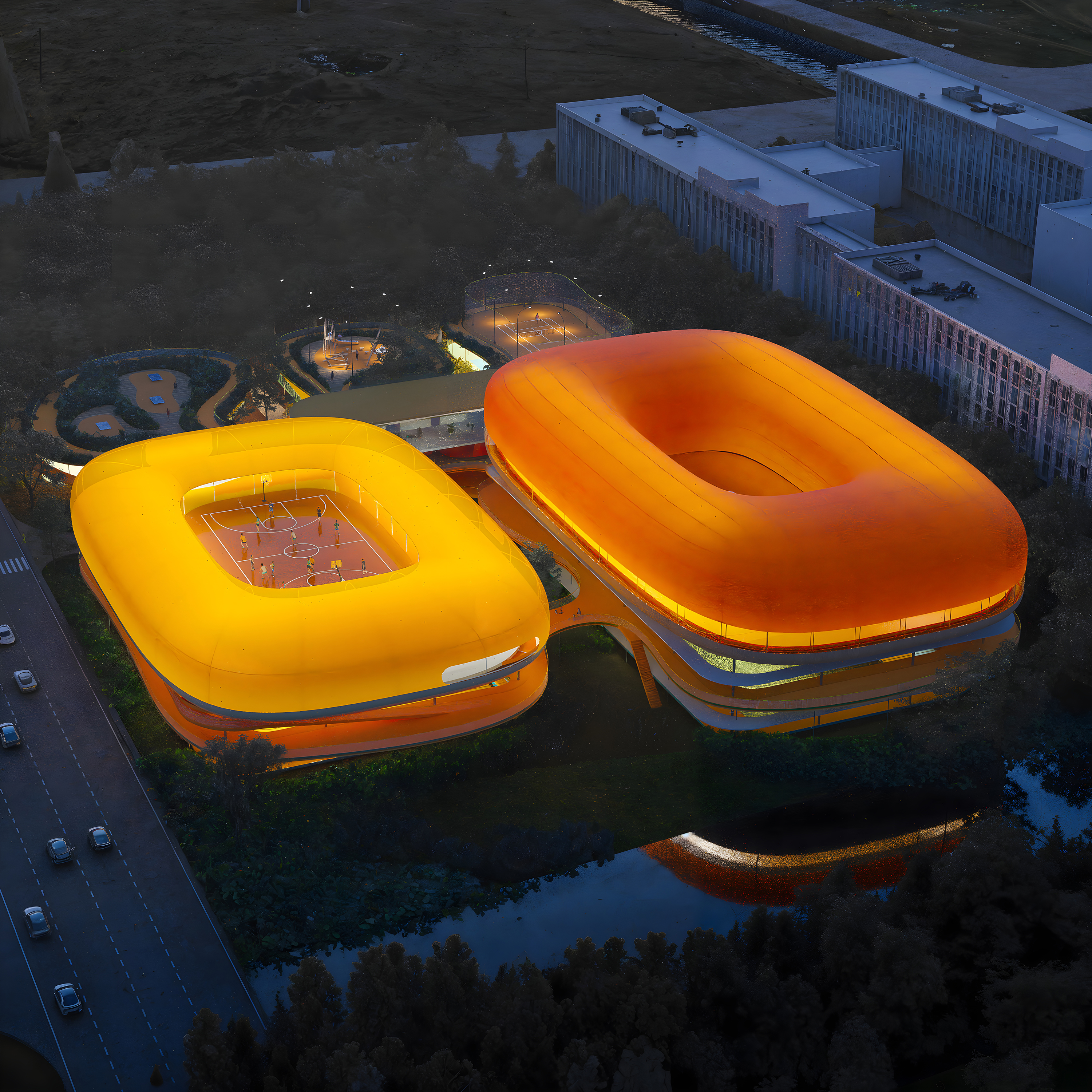Shanghai-Songjiang Sijing Town Sports Center-Night view 02.jpg
