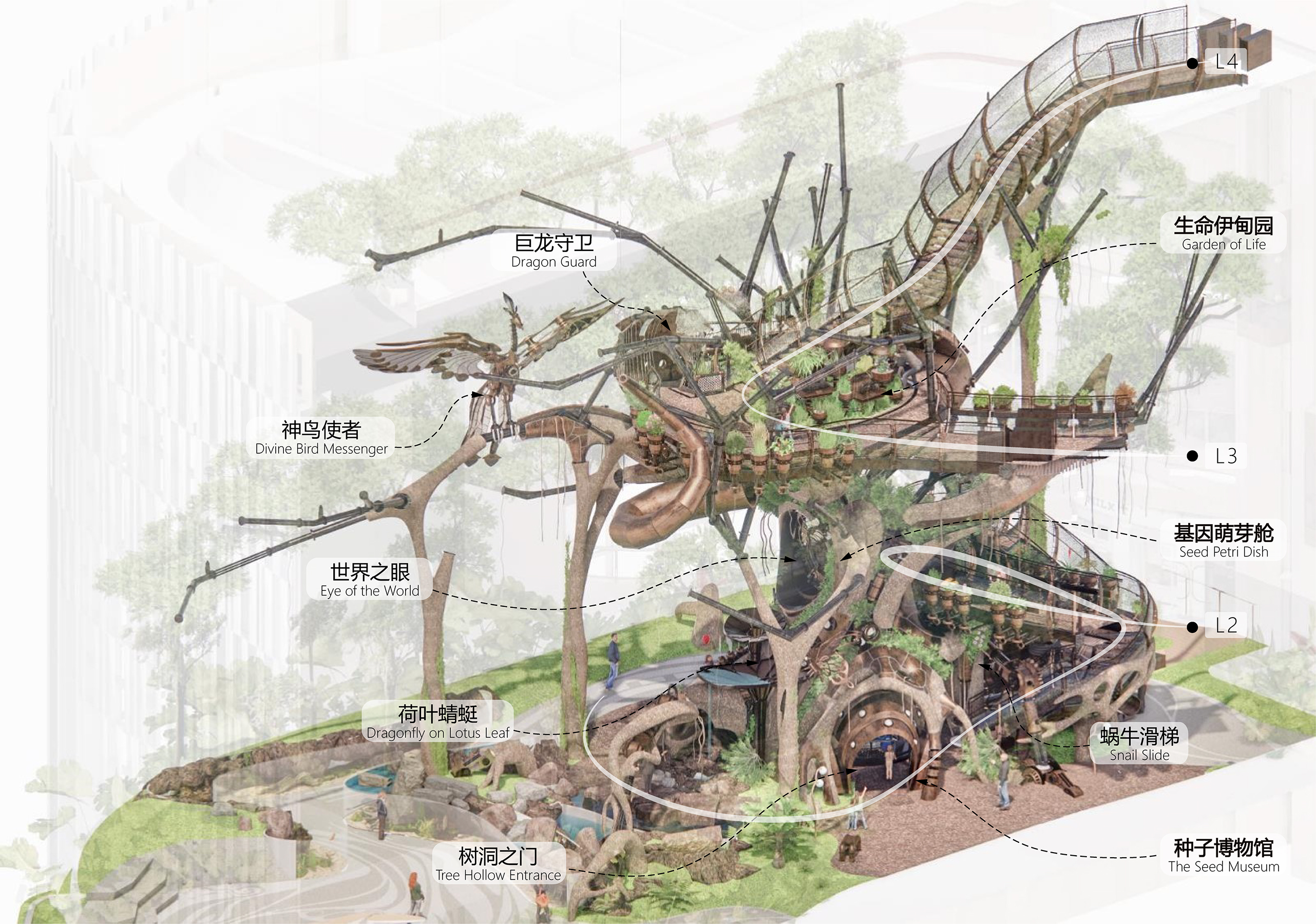 03 鸟瞰轴测图 ©喜随设计