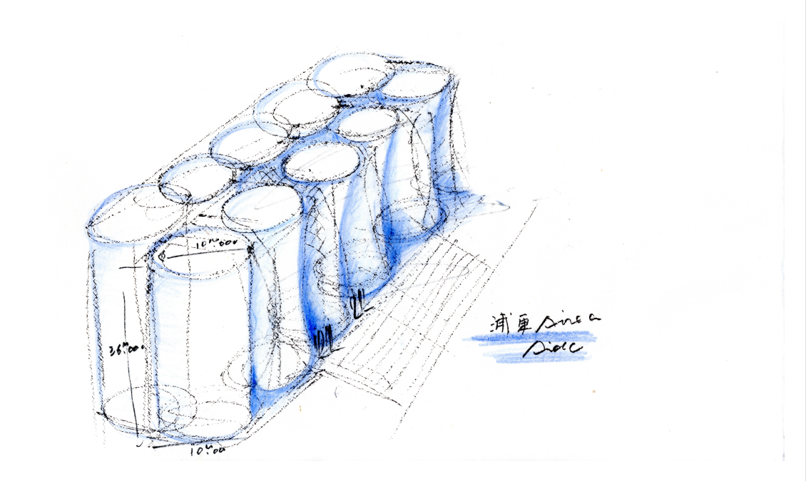 张江之尚 &ldquo;筒仓&rdquo;设计手稿&copy;安藤忠雄