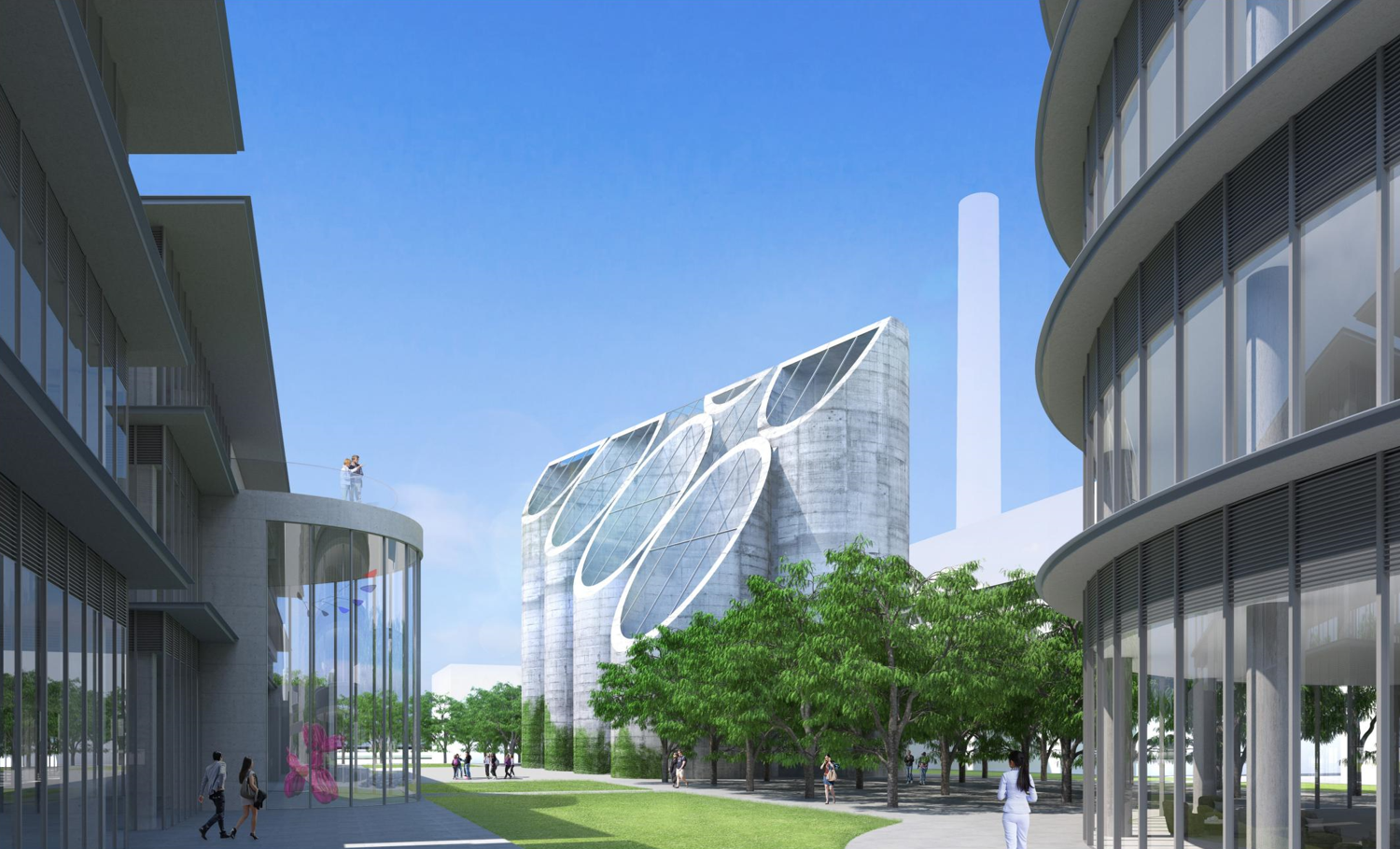 上海市浦东新区张江科学城 张江之尚项目效果图&ldquo;八联筒&rdquo;改造效果图&copy;安藤忠雄建筑研究所